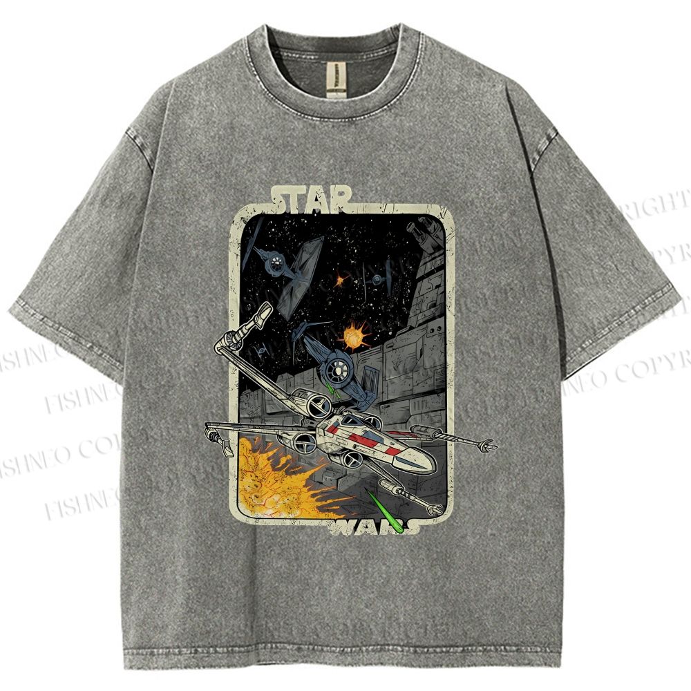 Unisex Vintage Star Wars Printed Washed Tee