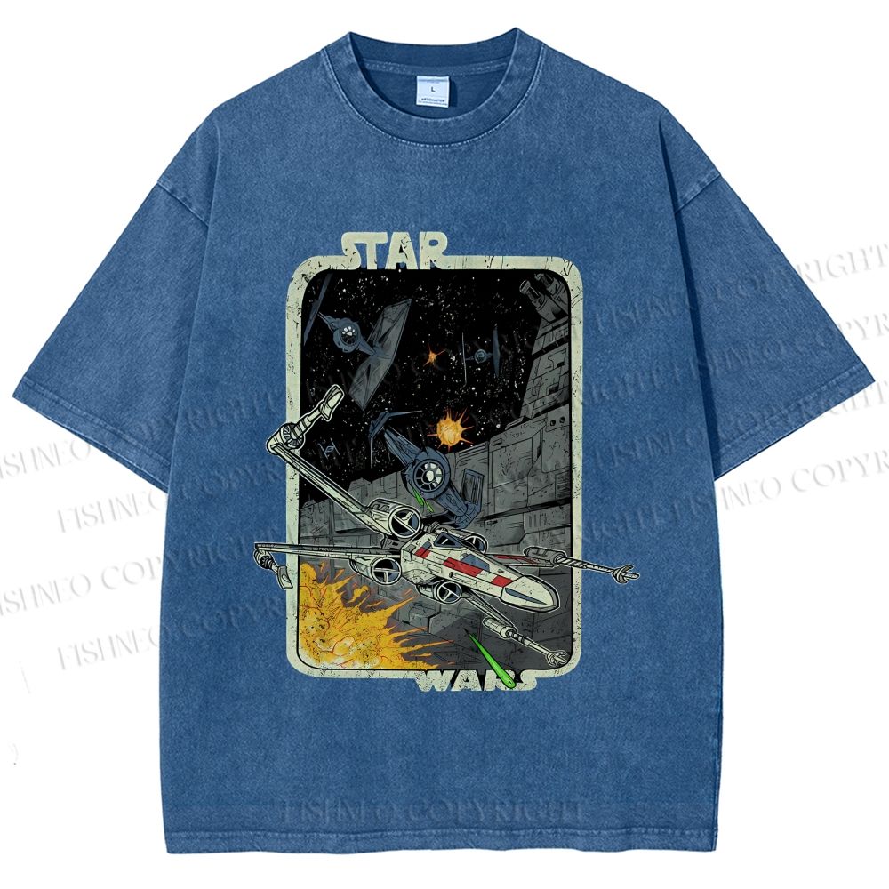 Unisex Vintage Star Wars Printed Washed Tee