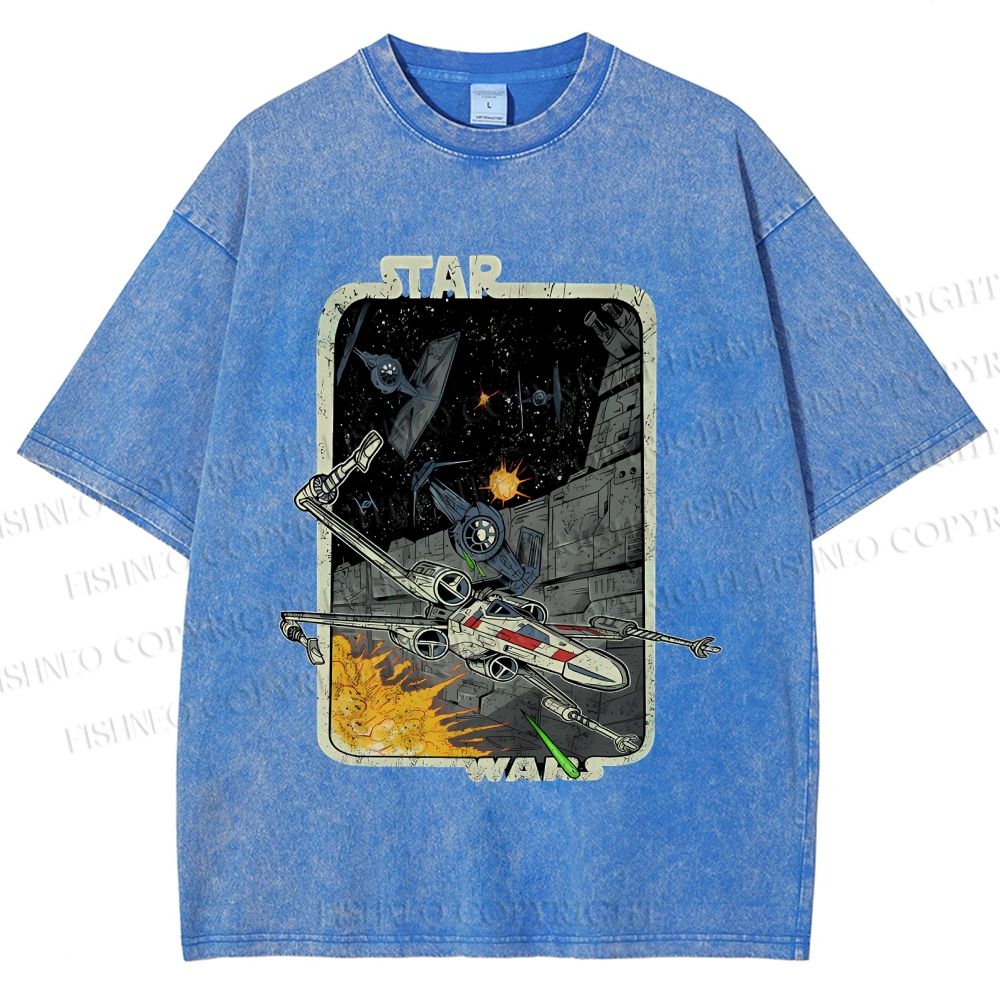 Unisex Vintage Star Wars Printed Washed Tee