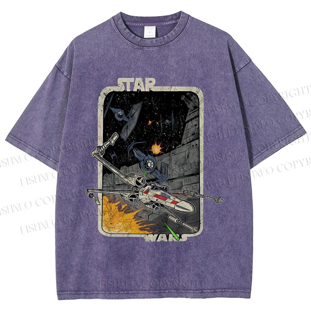 Unisex Vintage Star Wars Printed Washed Tee