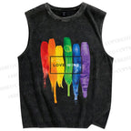 Unisex Pride Love Wins Printed Washed Tank Top