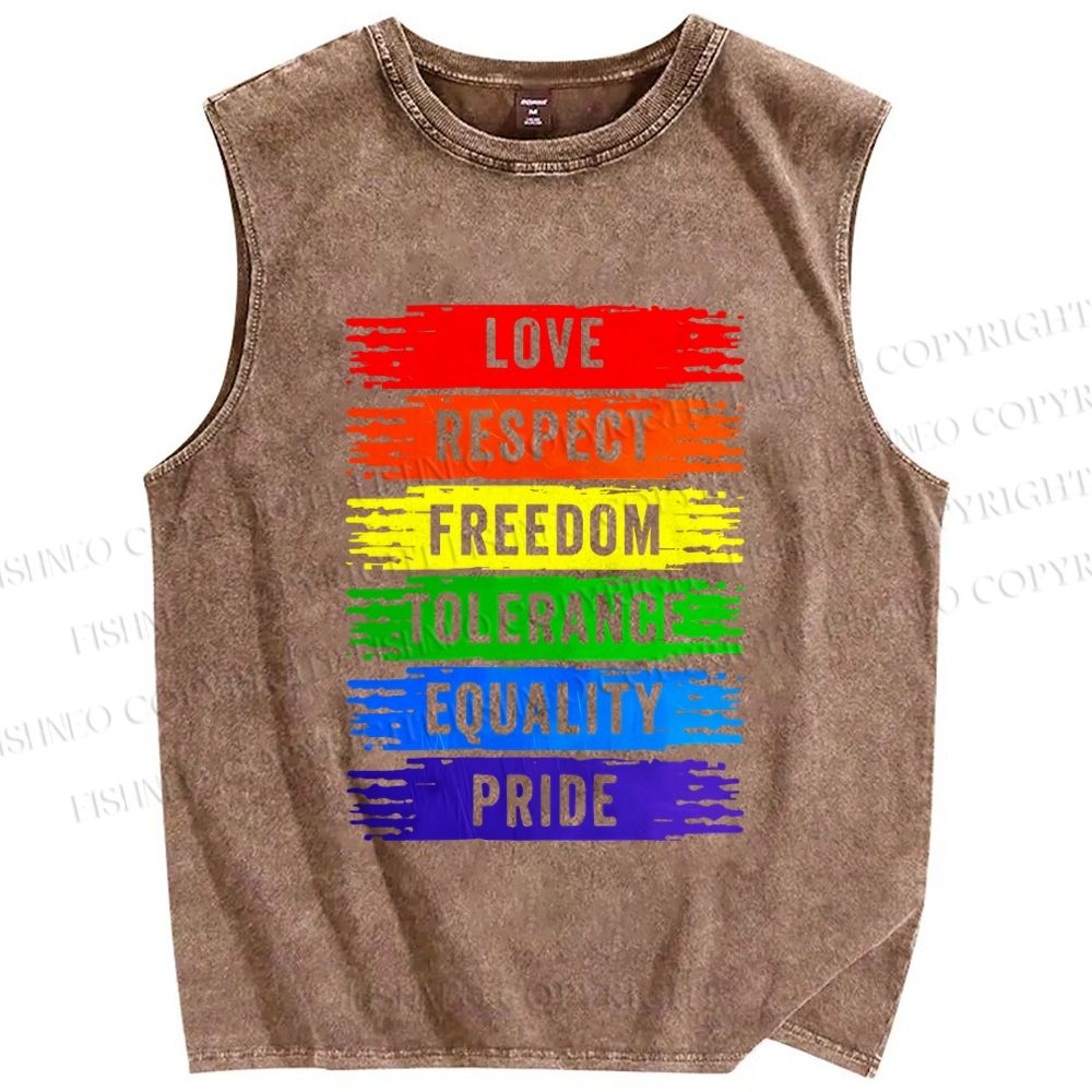 Unisex Pride Rainbow Printed Washed Tank Top