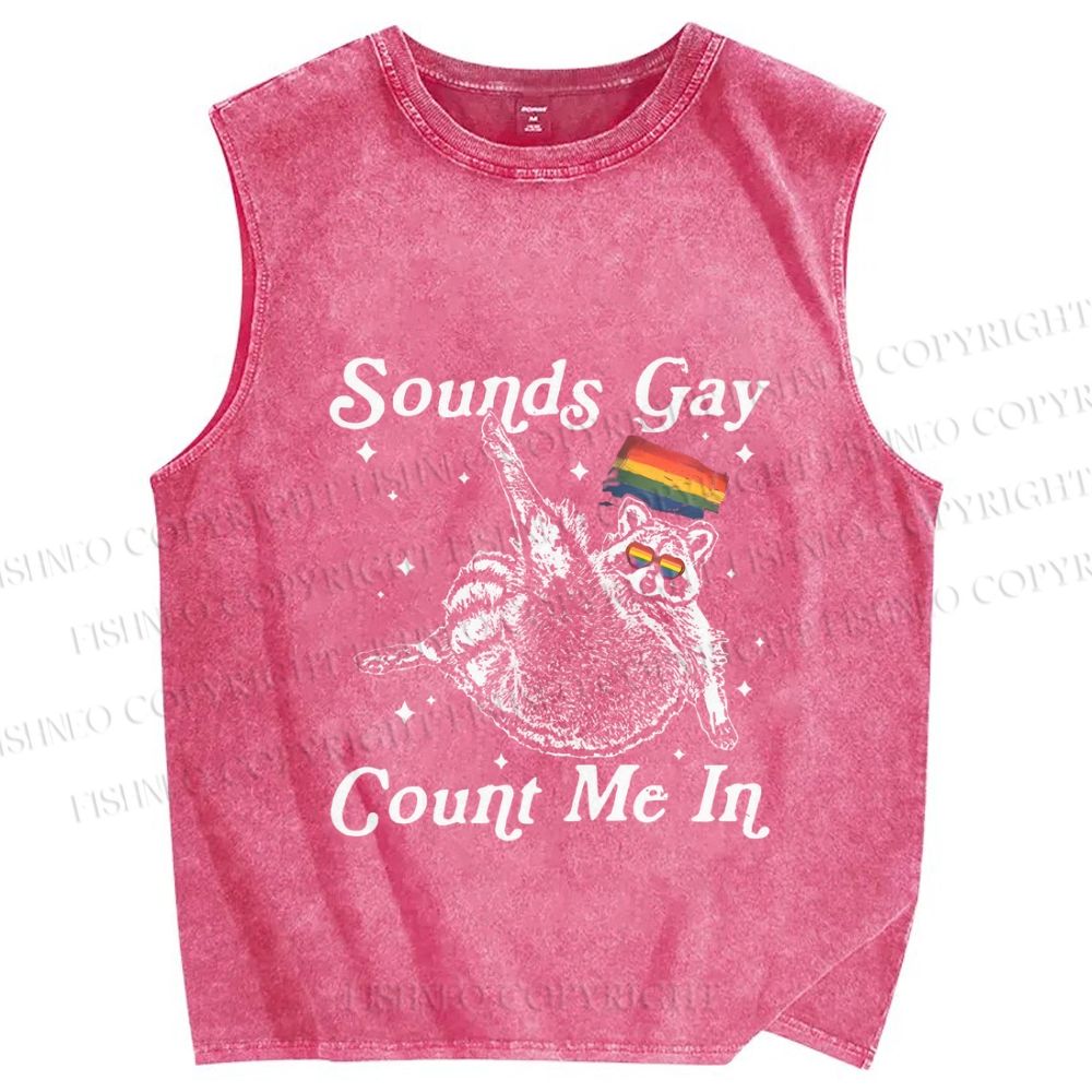 Unisex Pride Raccoon Count Me In Printed Washed Tank Top