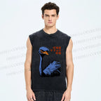 Unisex Hokkaido Ostrich Printed Washed Tank Top
