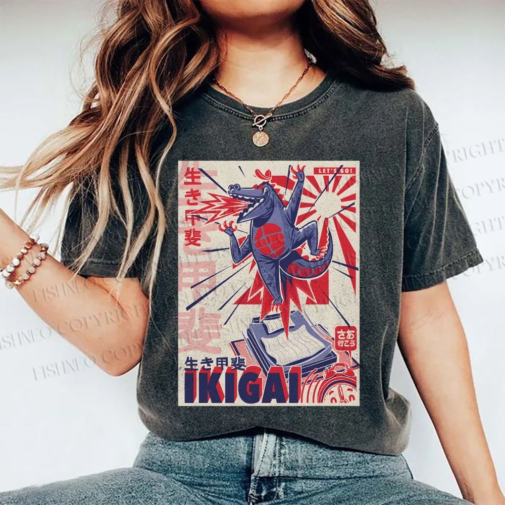Unisex Monster Printed Washed Tee