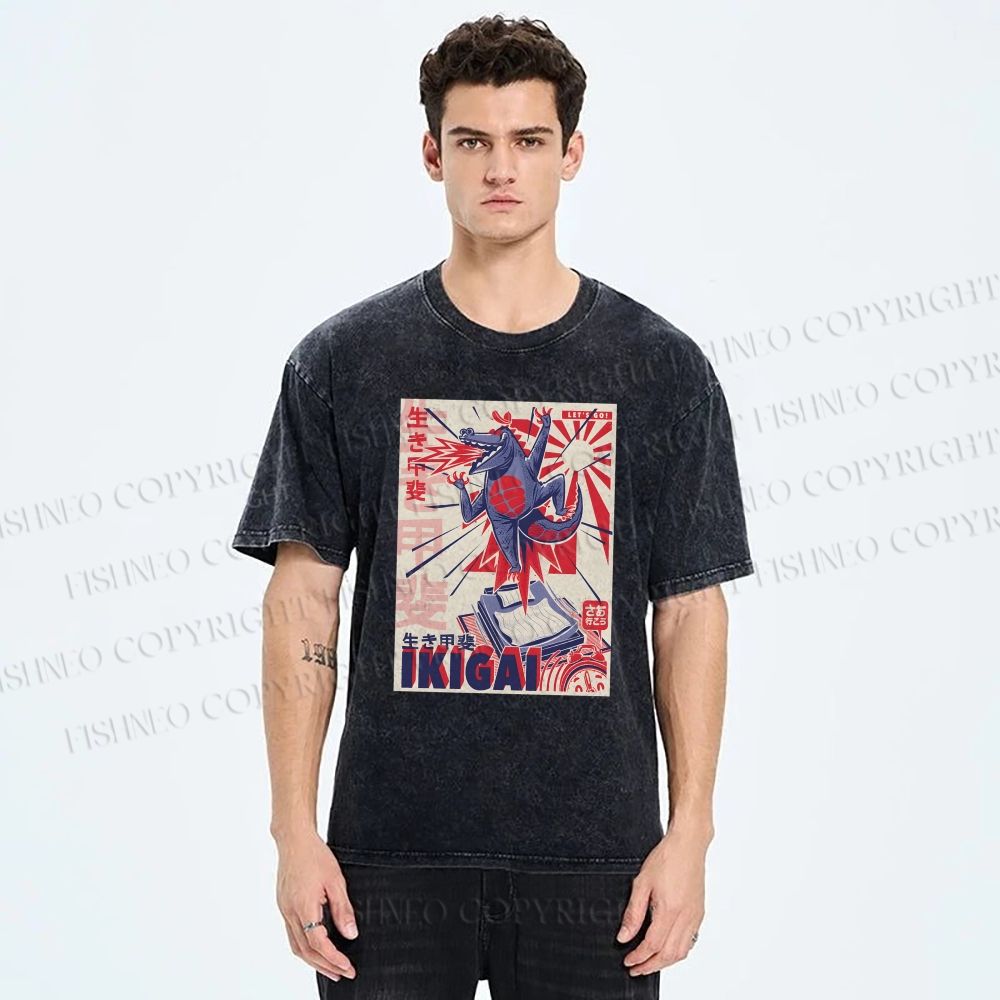 Unisex Monster Printed Washed Tee