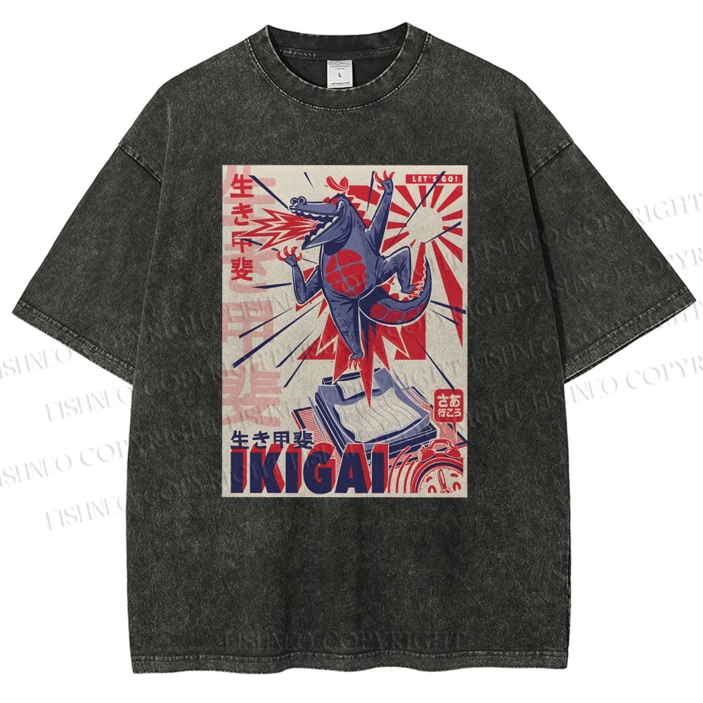 Unisex Monster Printed Washed Tee
