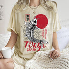 Unisex Tokyo Koi Printed Washed Tee