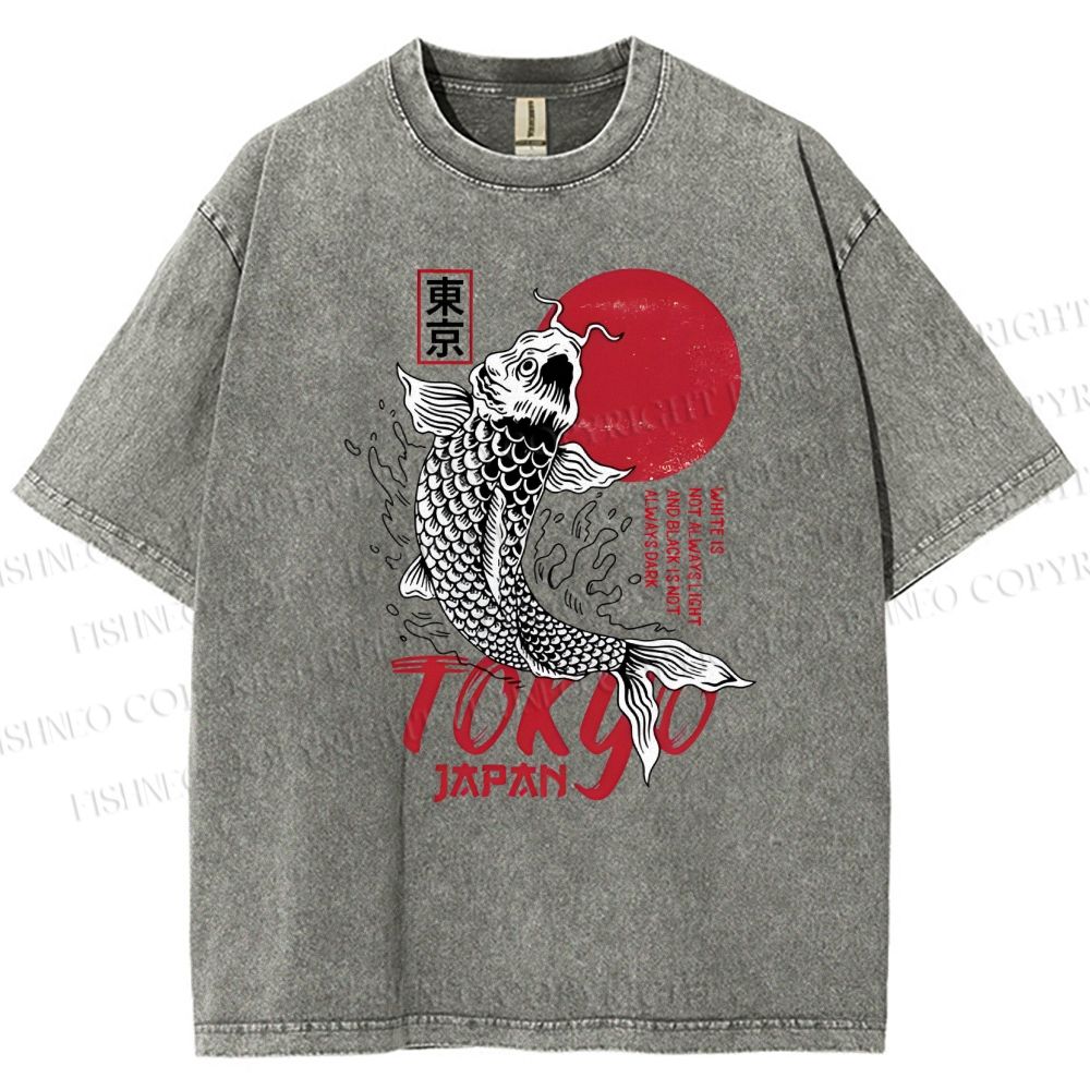 Unisex Tokyo Koi Printed Washed Tee