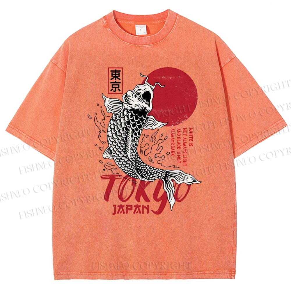 Unisex Tokyo Koi Printed Washed Tee