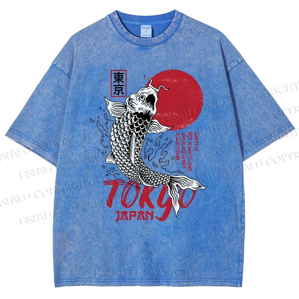 Unisex Tokyo Koi Printed Washed Tee