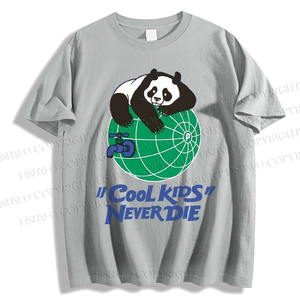 Unisex Panda Kool Kids Never Die Classic Cotton T-shirt