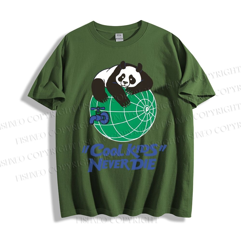 Unisex Panda Kool Kids Never Die Classic Cotton T-shirt