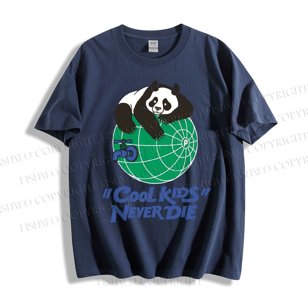 Unisex Panda Kool Kids Never Die Classic Cotton T-shirt