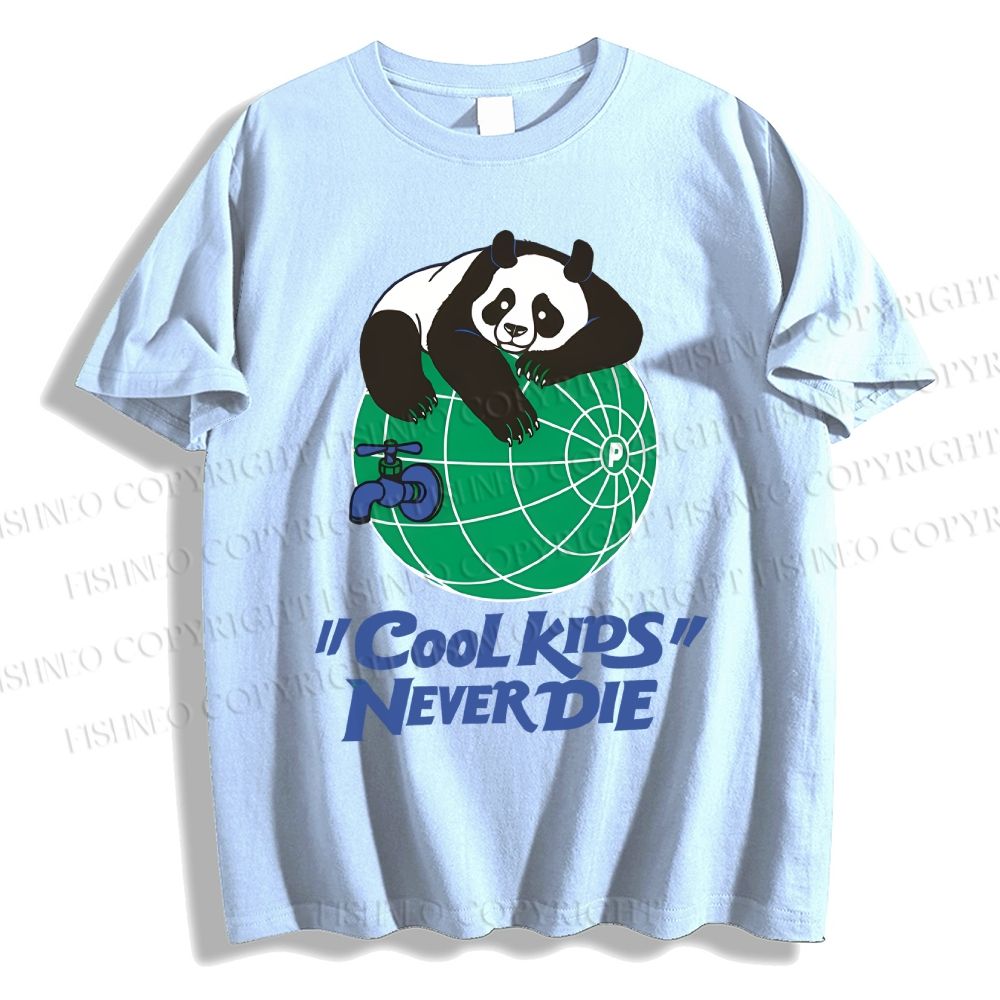 Unisex Panda Kool Kids Never Die Classic Cotton T-shirt