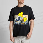 Unisex Japanese Art Wave Duck Classic Cotton T-shirt