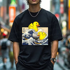 Unisex Japanese Art Wave Duck Classic Cotton T-shirt