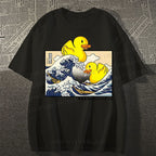Unisex Japanese Art Wave Duck Classic Cotton T-shirt