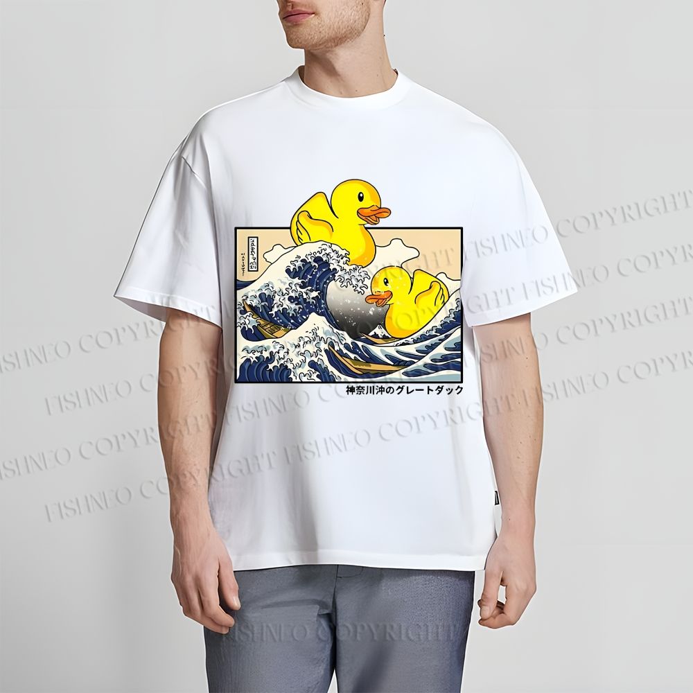 Unisex Japanese Art Wave Duck Classic Cotton T-shirt