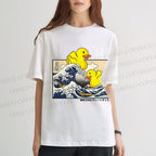 Unisex Japanese Art Wave Duck Classic Cotton T-shirt