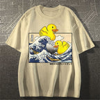 Unisex Japanese Art Wave Duck Classic Cotton T-shirt