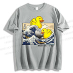 Unisex Japanese Art Wave Duck Classic Cotton T-shirt