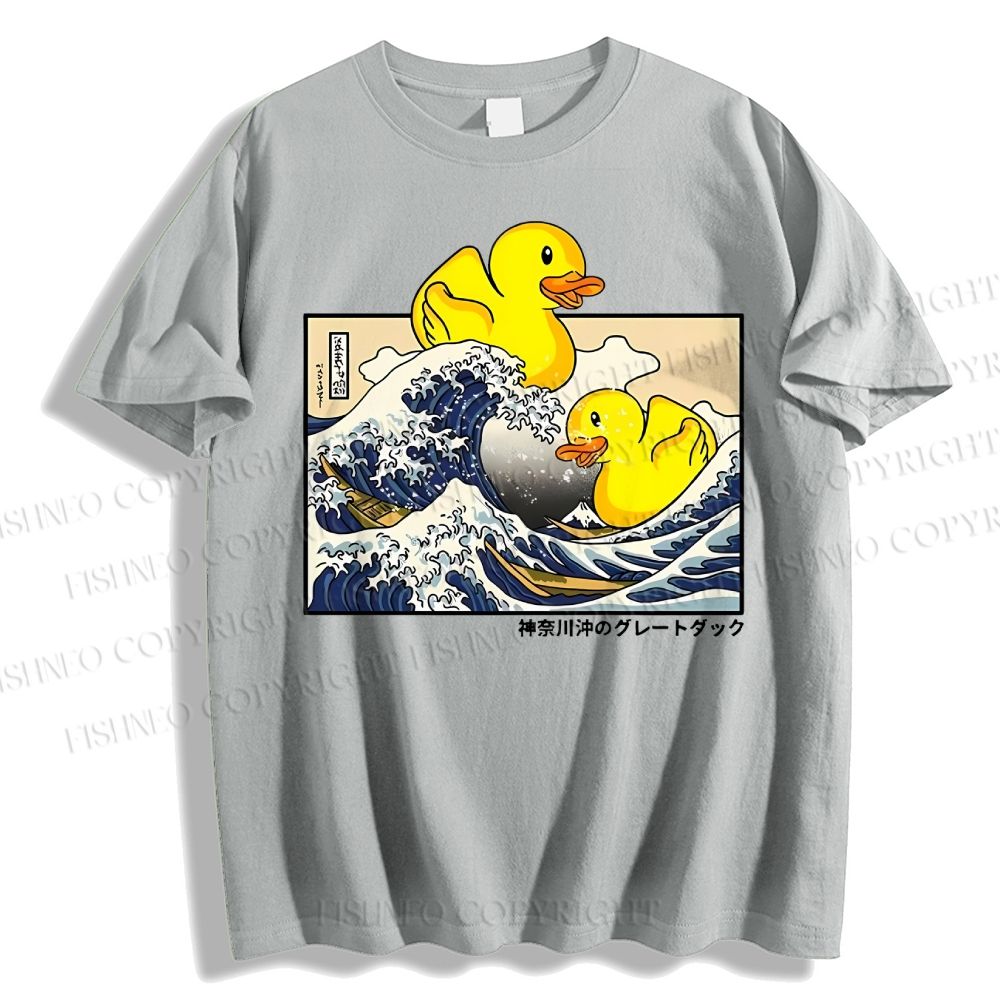 Unisex Japanese Art Wave Duck Classic Cotton T-shirt