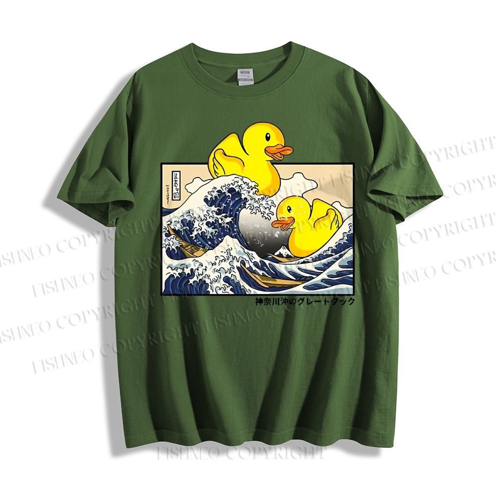 Unisex Japanese Art Wave Duck Classic Cotton T-shirt