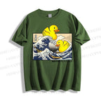 Unisex Japanese Art Wave Duck Classic Cotton T-shirt