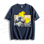 Unisex Japanese Art Wave Duck Classic Cotton T-shirt