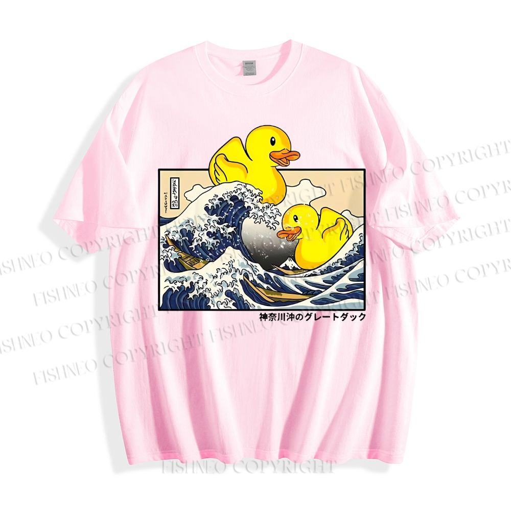 Unisex Japanese Art Wave Duck Classic Cotton T-shirt