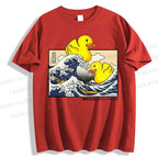 Unisex Japanese Art Wave Duck Classic Cotton T-shirt