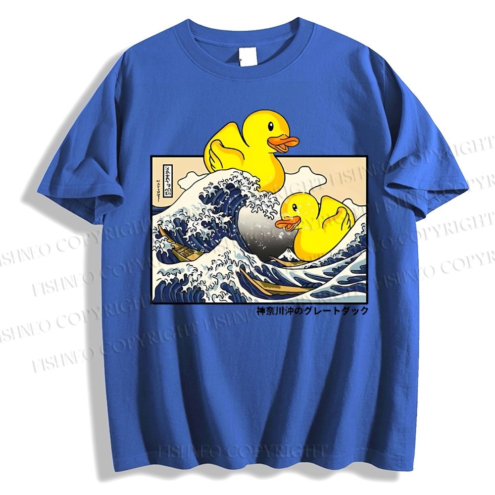 Unisex Japanese Art Wave Duck Classic Cotton T-shirt