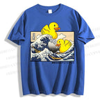 Unisex Japanese Art Wave Duck Classic Cotton T-shirt