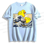 Unisex Japanese Art Wave Duck Classic Cotton T-shirt