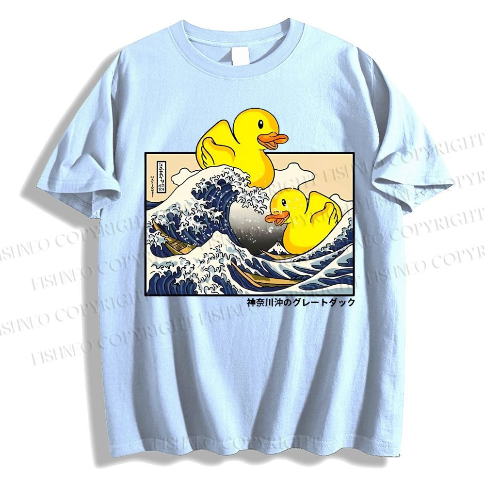 Unisex Japanese Art Wave Duck Classic Cotton T-shirt