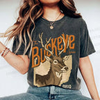 Unisex Vintage Deer Buckeye Printed Washed Tee