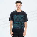 Unisex Vintage Yummy Fish Angry Fish Printed Washed Tee