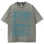 Unisex Vintage Yummy Fish Angry Fish Printed Washed Tee