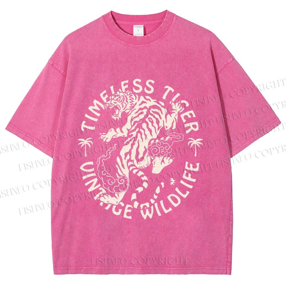 Unisex Vintage Wildlife Timeless Tiger Printed Washed Tee