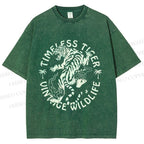 Unisex Vintage Wildlife Timeless Tiger Printed Washed Tee