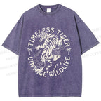 Unisex Vintage Wildlife Timeless Tiger Printed Washed Tee