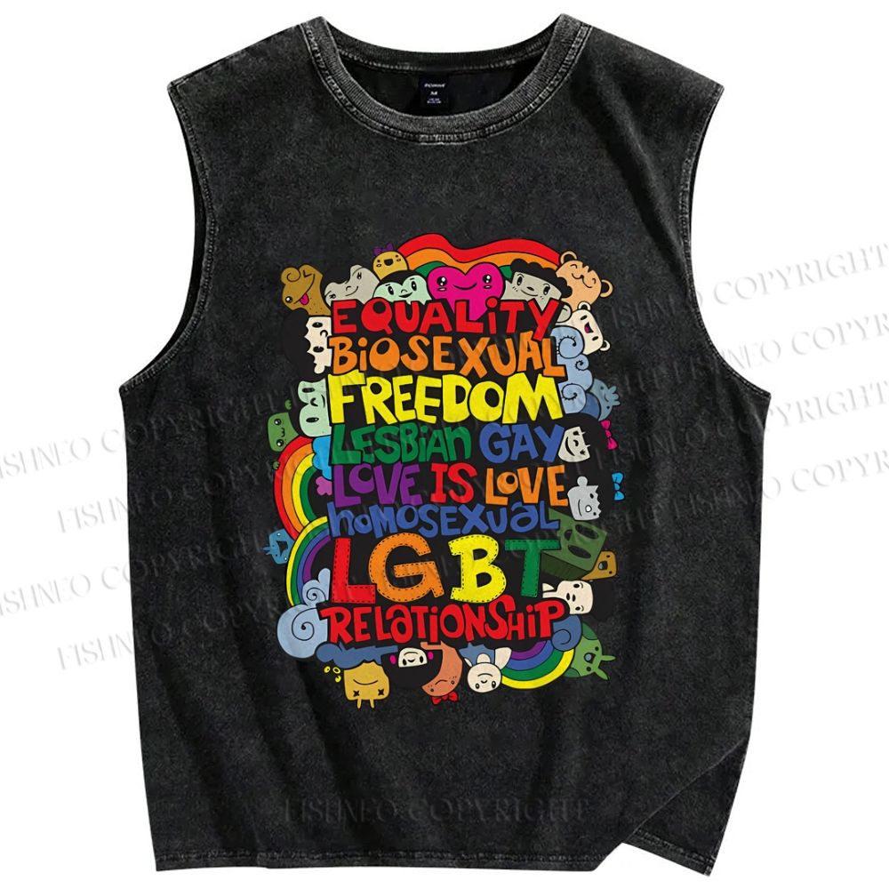 Unisex Pride Graffiti Printed Washed Tank Top