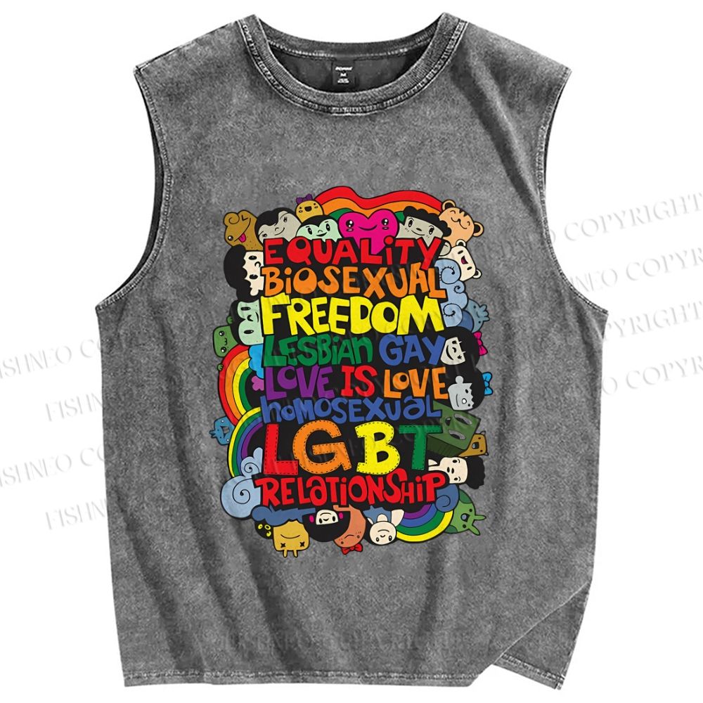 Unisex Pride Graffiti Printed Washed Tank Top