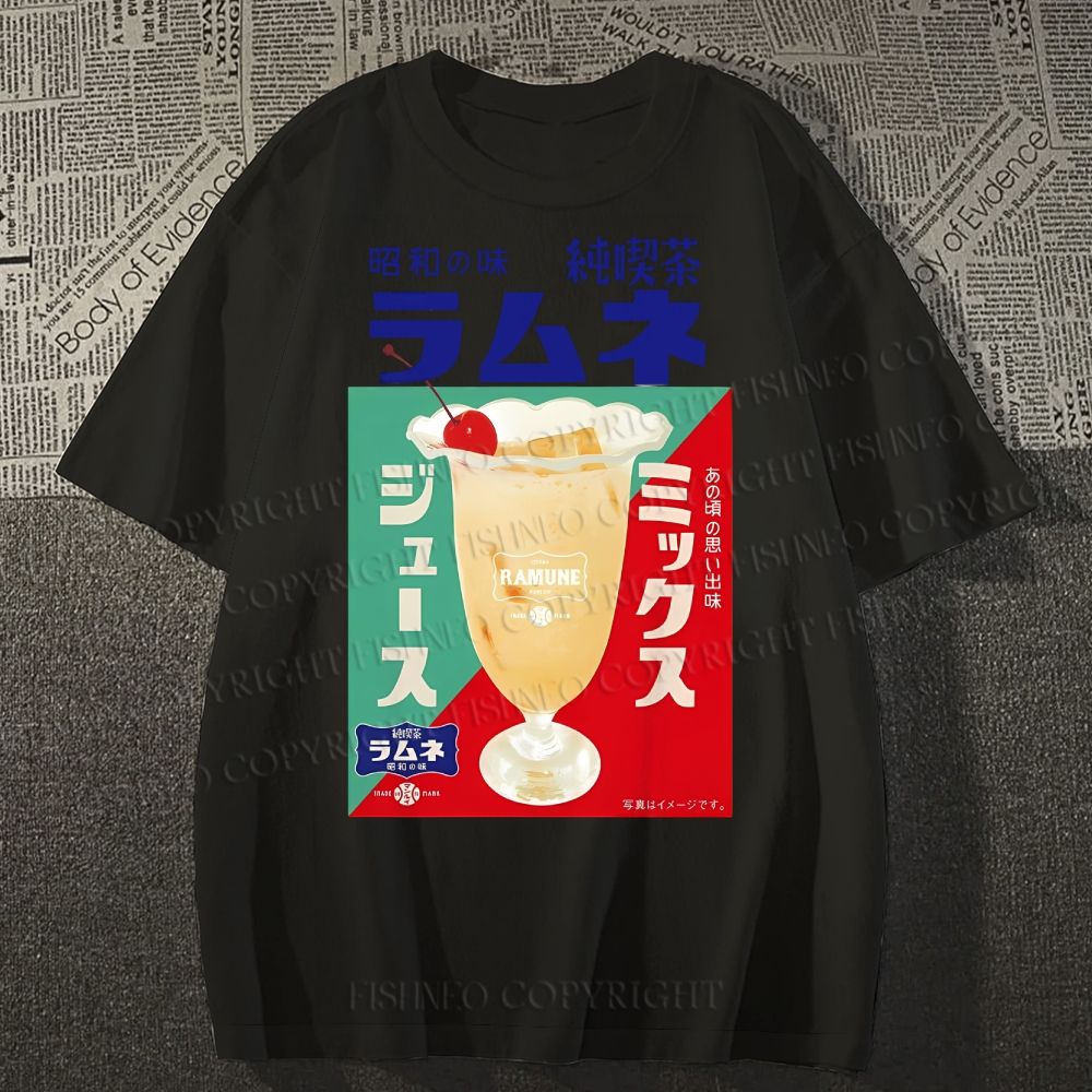 Unisex Japanese Drink Graffiti Classic Cotton T-shirt
