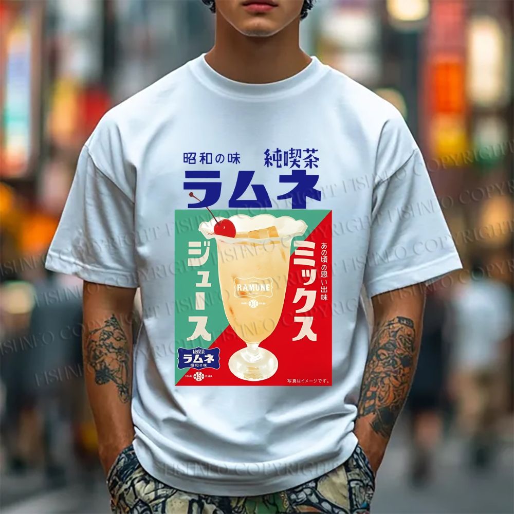 Unisex Japanese Drink Graffiti Classic Cotton T-shirt