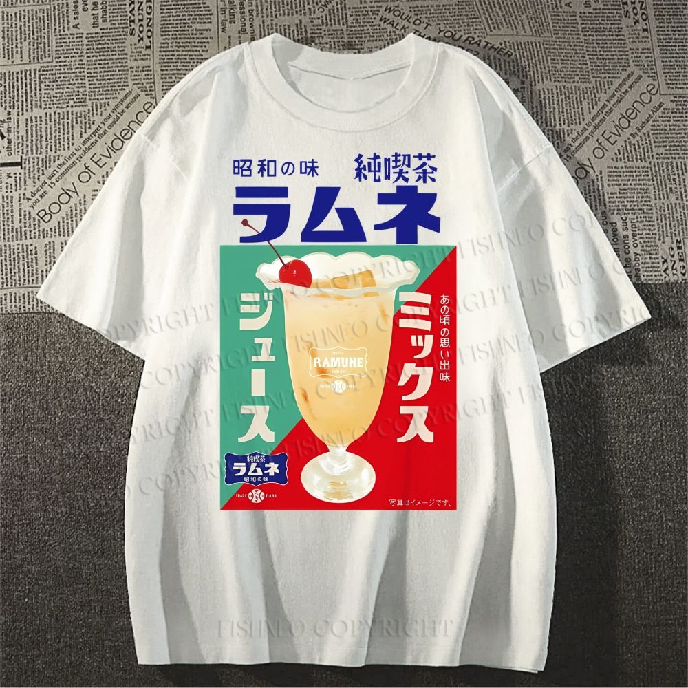 Unisex Japanese Drink Graffiti Classic Cotton T-shirt