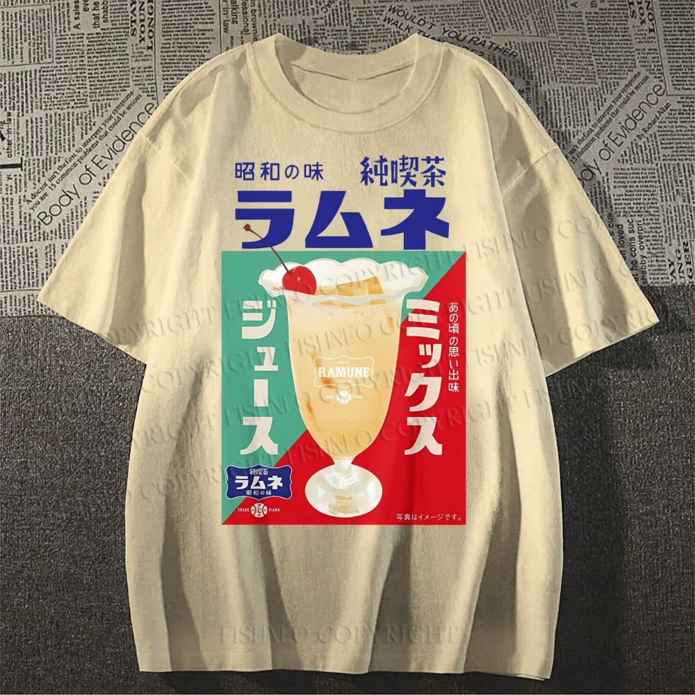 Unisex Japanese Drink Graffiti Classic Cotton T-shirt