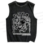 Unisex Osaka Thirsty Octopus Printed Washed Tank Top