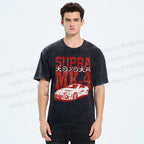 Unisex Japanese Car Printed Washed Tee